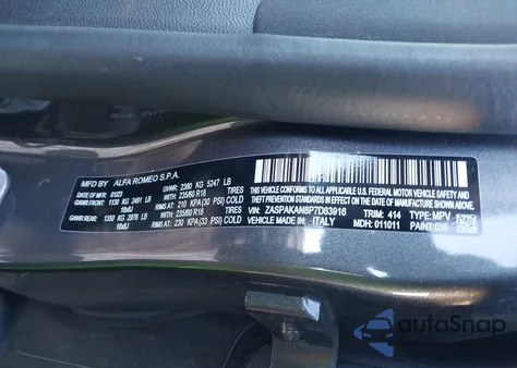 2023 Alfa Romeo Stelvio Sprint Awd from USA, damaged, VIN ZASPAKAN8P7D63916